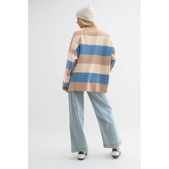 NWT WISHLIST Striped Half-Zip Sweatshirt Pullover Size Small - Picture 2 of 4